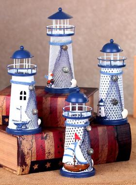 大中小三款 闪光海洋铁皮灯塔地中海风格居家摆件时尚工艺品定制