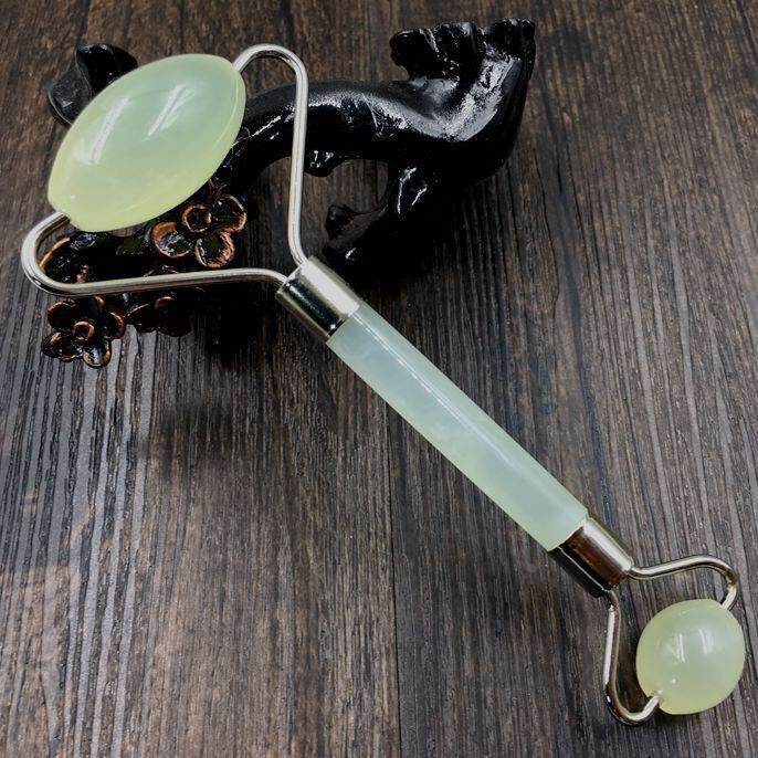 天然玉石器 岫玉滚轮按摩棒 脸部按摩器玉推焊接款不掉丝制定