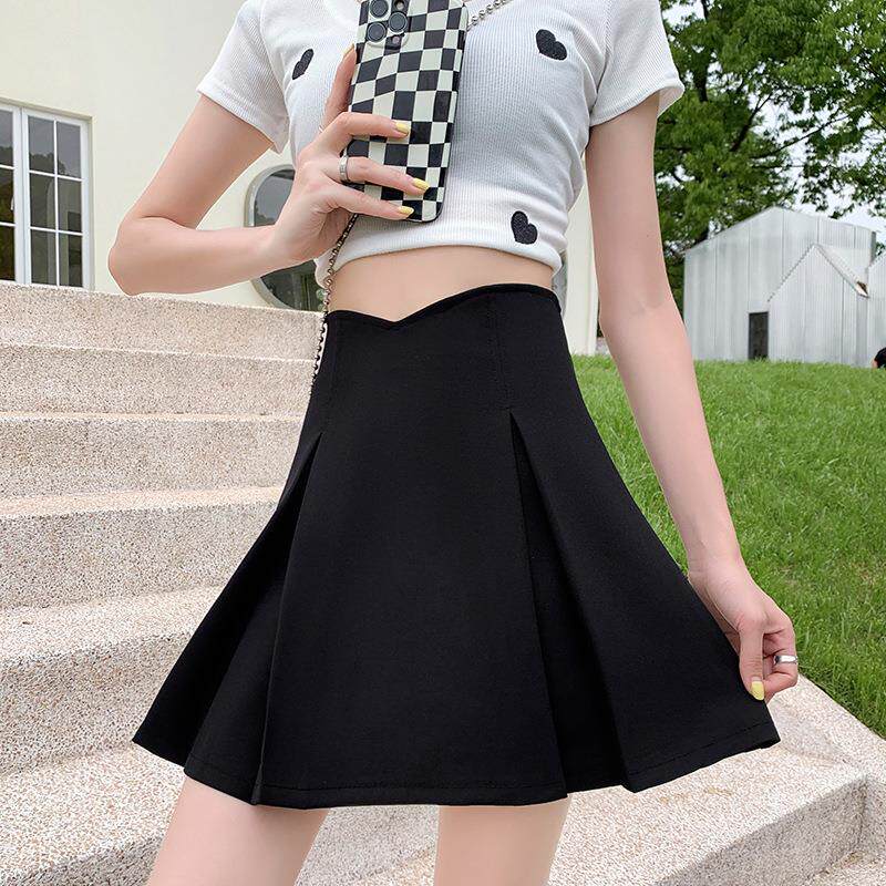 卡其色百褶裙女半身裙短裙夏季薄款2025新款春秋高腰显a字裙子定