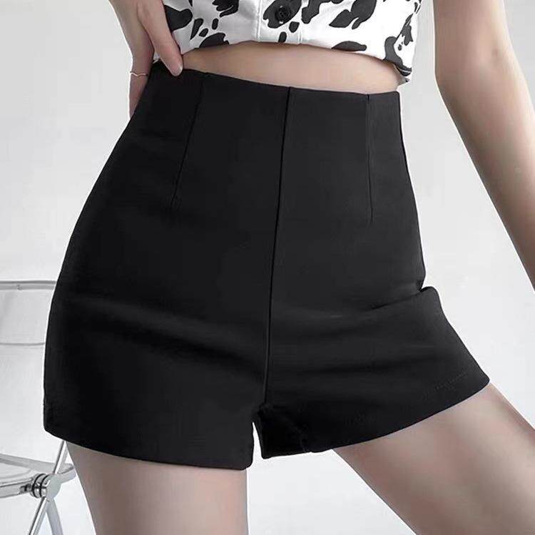 黑色西装短裤女夏外穿高腰a字紧身弹力小个子防走光安全打底热裤