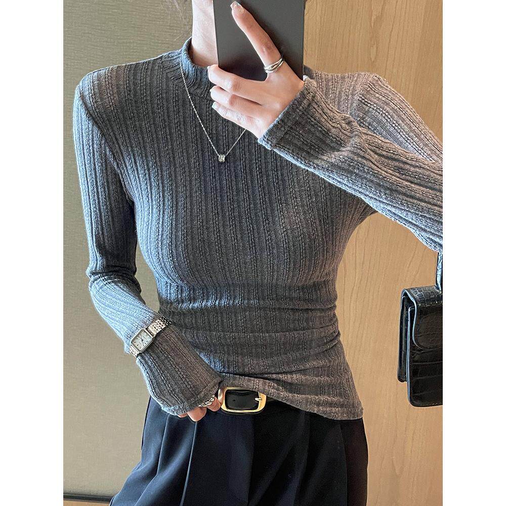 H558新款修身薄款针织衫上衣内搭毛衣可外穿打底衫秋冬半高领女装