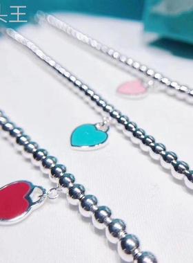 网红热卖爱心形手链 蓝色滴胶工艺明星同款时尚百搭手饰品女