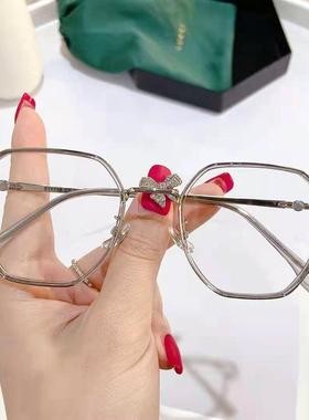 S11716复古原宿风金胶结合大框女生大脸显日系小清新男平光眼镜定