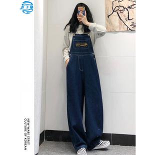 牛仔背带裤女大码胖mm梨形身材秋冬穿搭日系学生高个子工装长裤子