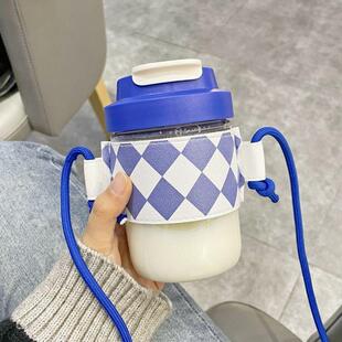 水杯女生高颜值夏季便携式随手杯塑料吸管杯ins风咖啡杯子定制