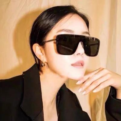 网红连体大框方形墨镜女复古ins黄色太阳镜 开车男士眼镜定制