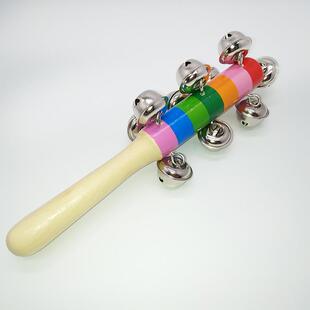 彩虹棒铃一字铃铛摇铃加厚串铃10铃铛棒铃奥尔夫打击乐器教具棒铃