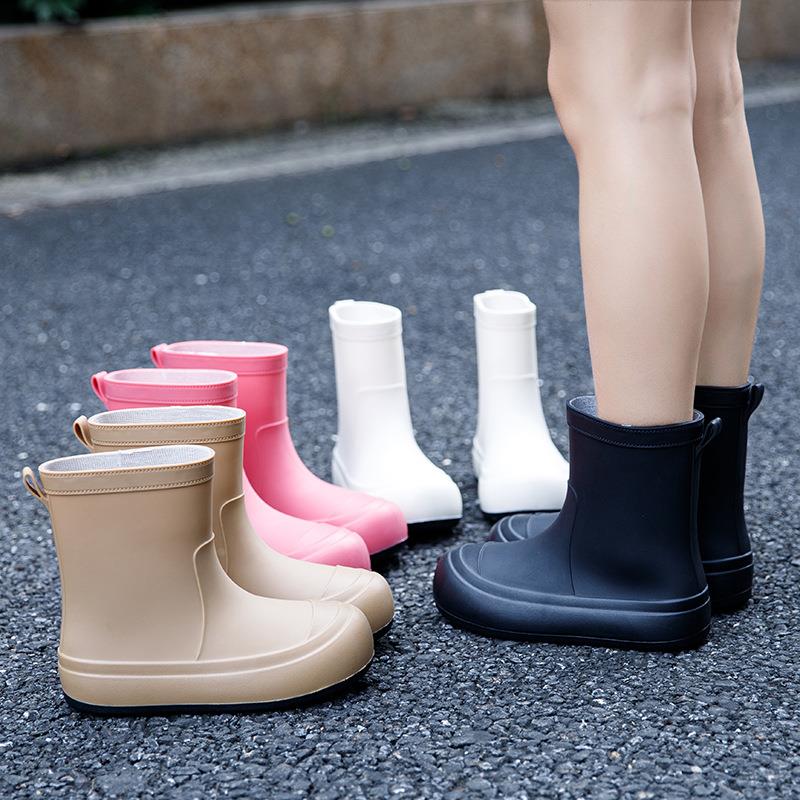 雨鞋女款2025新款水鞋女防水学生雨靴女简约款外穿短筒加绒保暖鞋