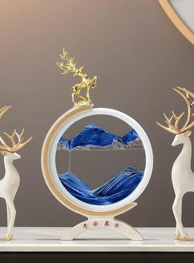 流沙画沙漏暖居摆件客厅酒柜电视柜鹿装饰品搬家礼物乔迁新居礼品