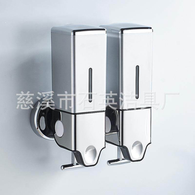 银色双瓶给皂器卫浴取用方便多用型沐浴露洗发水分装瓶