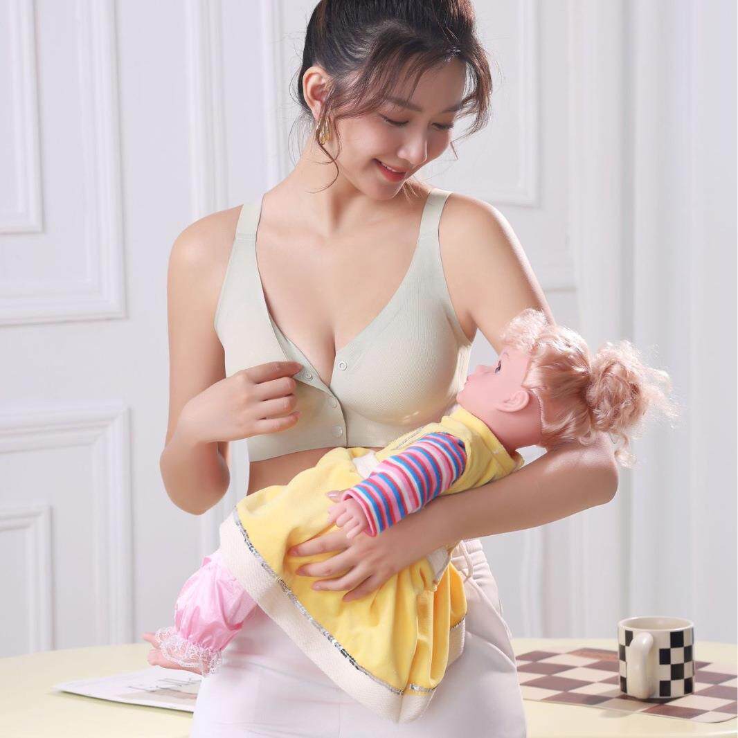 中老年妈妈前扣式便捷大码女士无痕背心舒适哺乳聚拢侧收文胸罩
