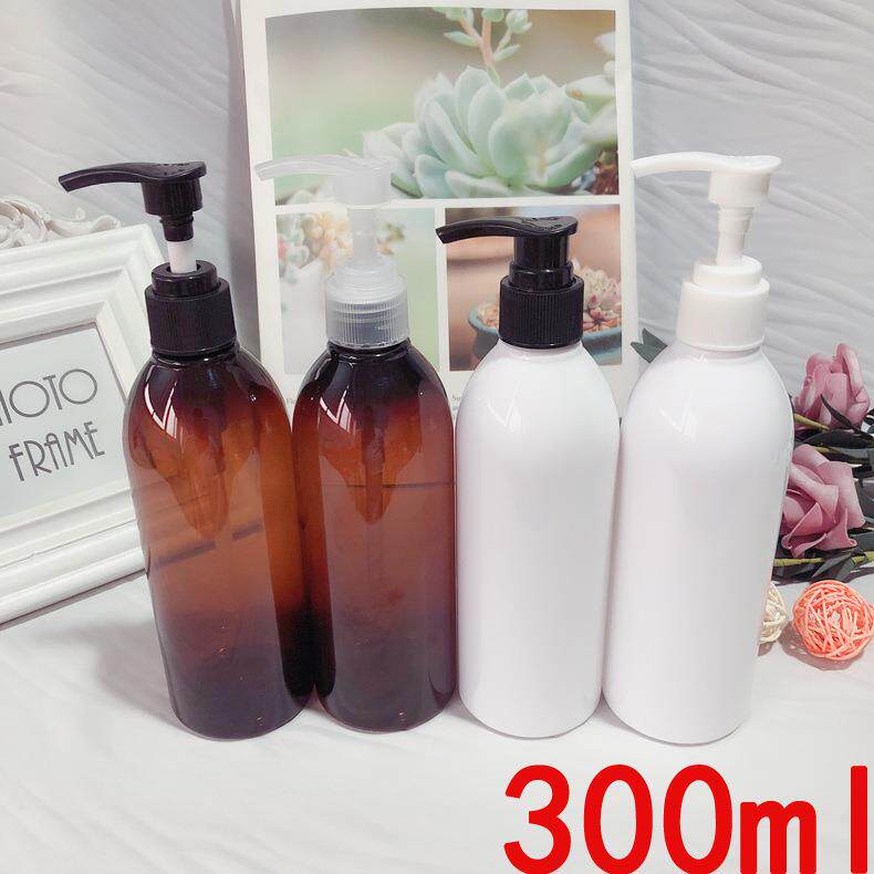 300ml斜肩圆肩按挤压泵分装瓶替换酒店洗手液洗发水沐浴露乳液瓶