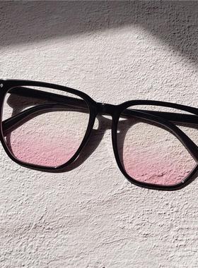 新款TR90黑框腮红眼镜女晒红镜片日系甜美同款防平光镜定制