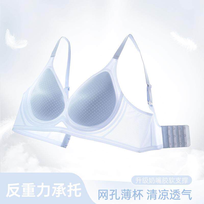 夏季薄款奶嘴胶软支撑无痕内衣女小胸聚拢收副乳透气凉感无痕文胸