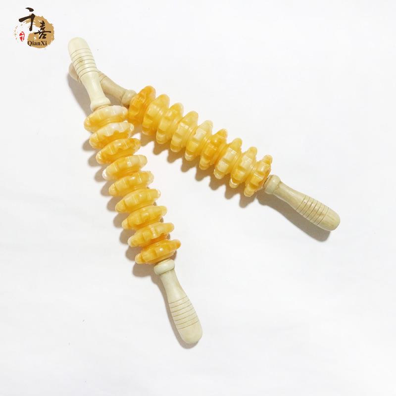 千喜直销 木制九轮按摩轮按摩器背部按摩轮腹部滚轮按摩棒定制