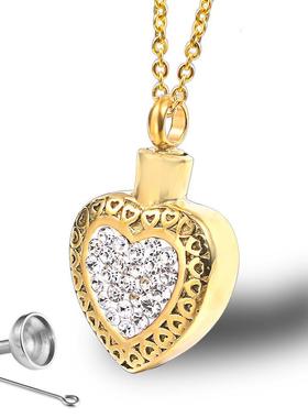 不锈钢18K金爱心满钻香水