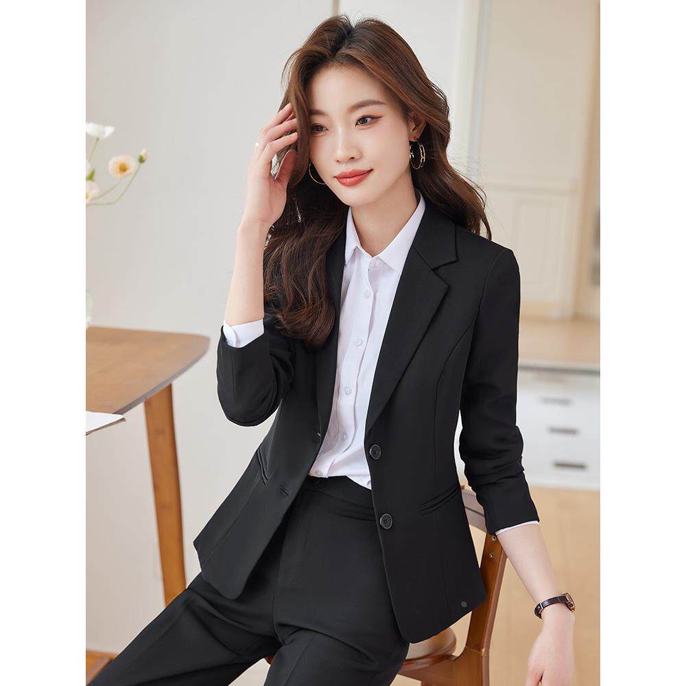 西装外套女春秋新款职业时尚气质大学生面试工作服韩版正装套装岚