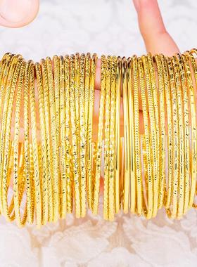 多款可选仿沙金闭口细手镯波西米亚线圈手镯女式镀金手环定制