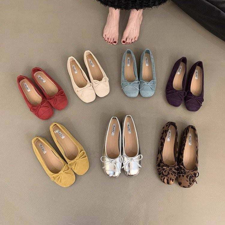 温柔芭蕾瓢单鞋平底鞋法式糖果软底红色新中式红色单鞋休闲女鞋潮