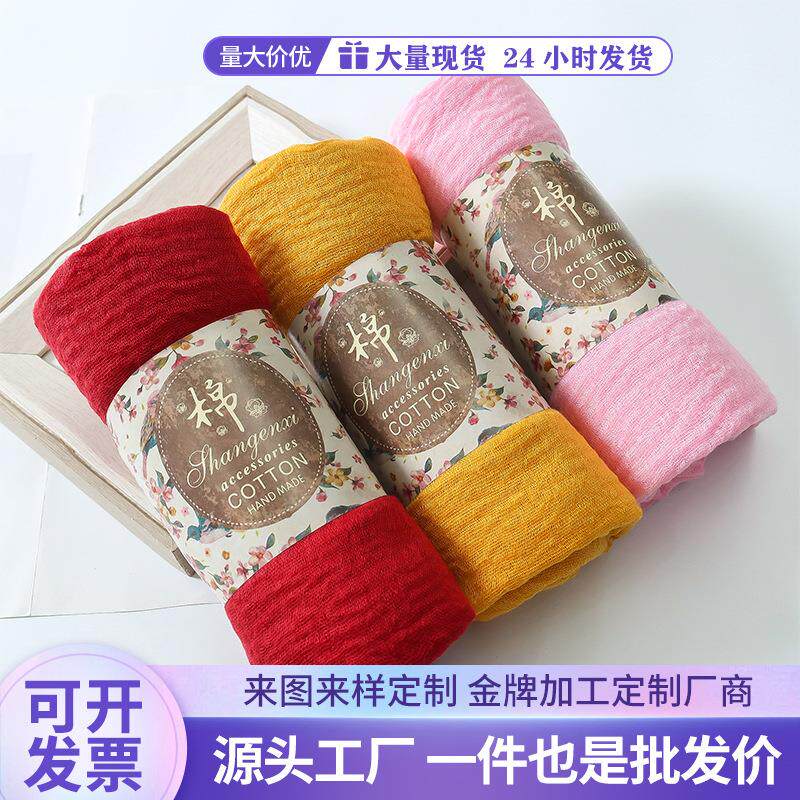 秋冬围巾外贸色棉麻纱巾情侣文艺百搭丝巾流苏包头巾厂家