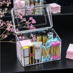 透明亚克力化妆棉口红棉签收纳盒笔架刷筒学生桌面梳妆台防尘收纳