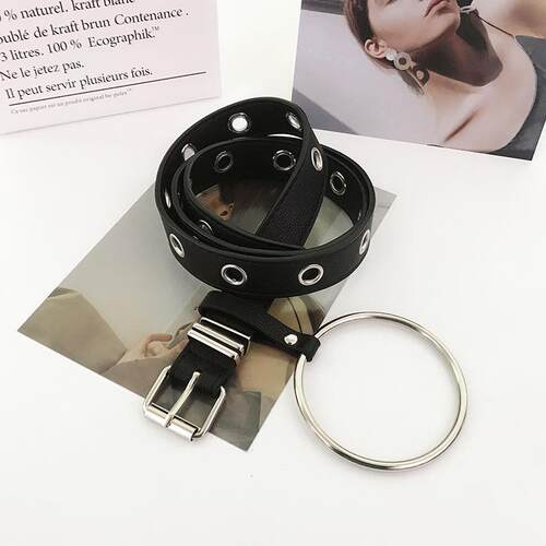 镂空皮带女欧美嘻哈潮流金属朋克风时尚百搭针扣装饰牛仔裤男定制