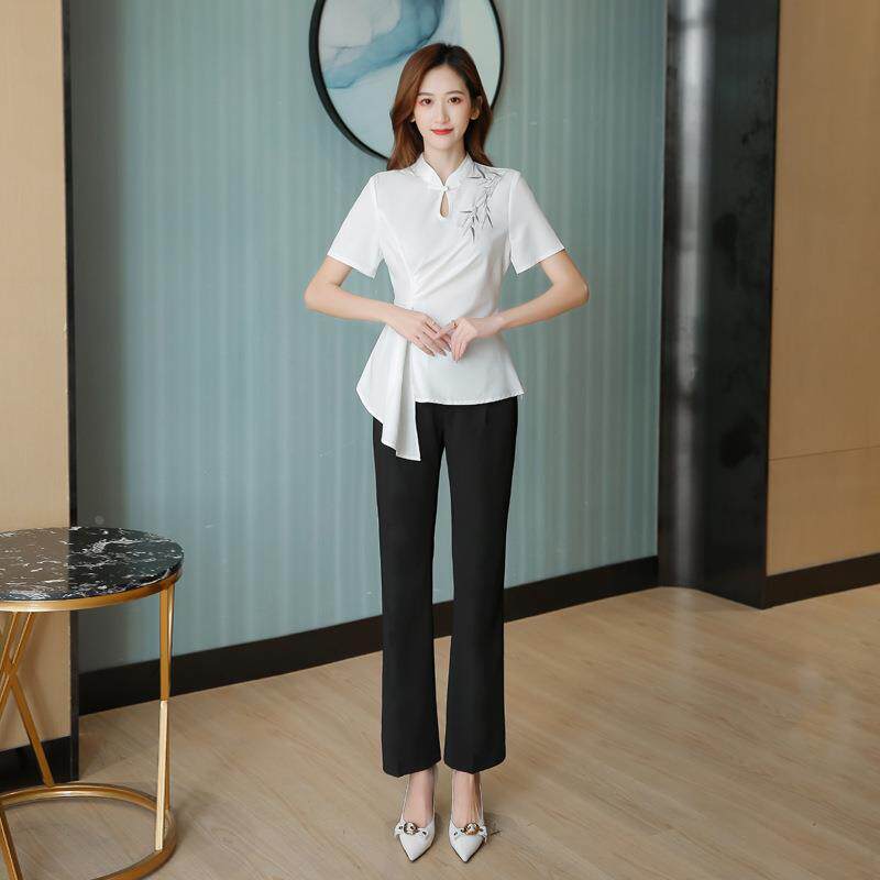 桑拿技师新款工作服短袖足疗店足浴保健馆女按摩工衣院服工衣