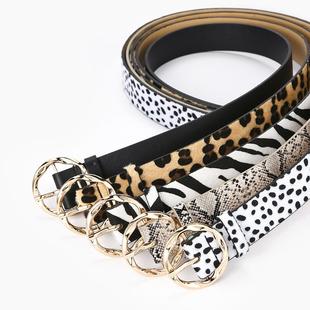 日系创意款原宿风宽腰带女士个性蛇纹豹纹斑纹装饰长衫连衣裙皮带