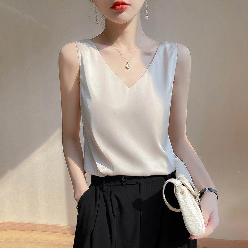 前后V领吊带背心女士配西装内搭设计感小众打底夏季外穿无袖上衣