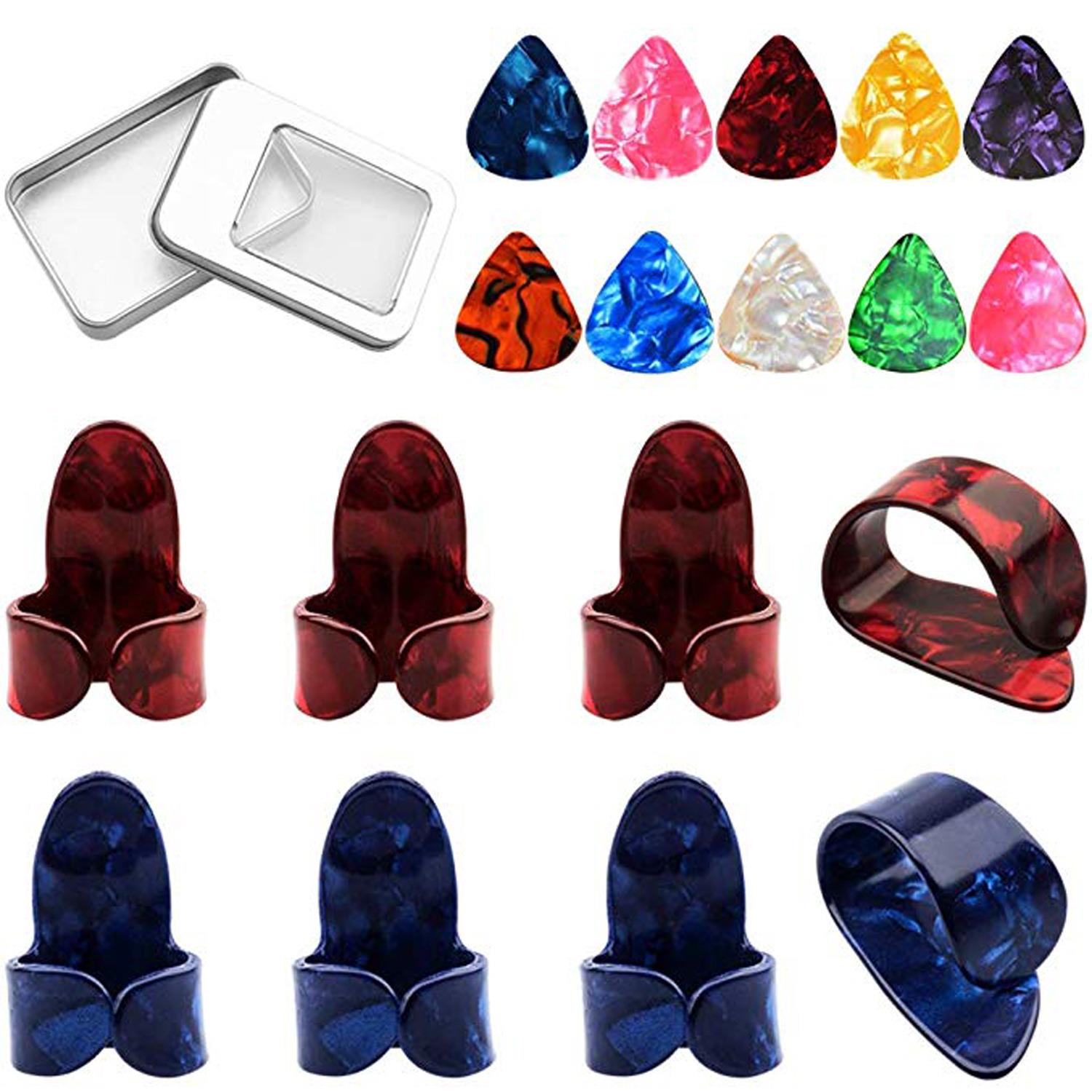 19件套 吉他拨片 拨片盒指套 食指拇指套手指套 吉他弹奏拨片套装