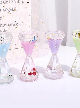 创意两头菱形海豚漂浮油滴创意办公亚克力桌面减压液体沙漏摆件定