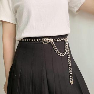 皮带女ins风潮夏季裤带百搭牛仔裤男腰链配饰金属铁链条腰带定制