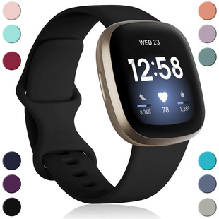 适用于Fitbit Versa3/Sense硅胶表带同款运动手表带腕带