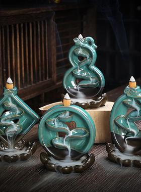 新品左右逢源倒流香炉 莲花底座香薰炉家居饰品回流香炉摆件定制