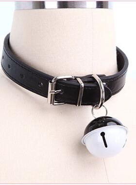 新款配饰大铃铛项圈pu皮革脖环女仆风牵引链项饰项链定制