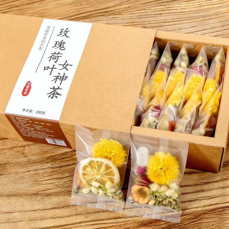 玫瑰荷叶刮油茶去湿气养生组合茶