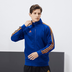 adidas阿迪达斯新款外套男女秋冬新款立领三条纹夹克TR30JT-BUOG