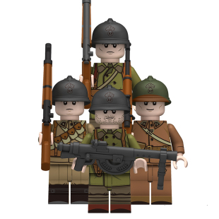 适配乐高军事二战龙骑兵团法军步兵摩托士兵拼装积木人仔儿童玩具