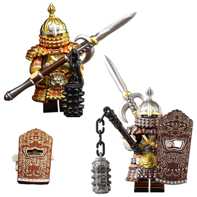 适配乐高拼装国产中古金宋铁骑兵重甲金色铁浮屠古代士兵人仔积木