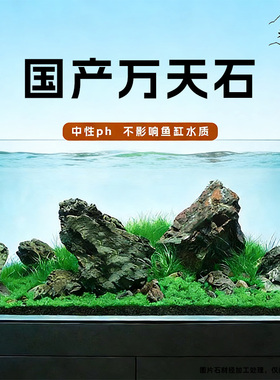 国产万天石黑云石造景石南美缸鱼缸造景大块溪流缸黑金石ada草缸