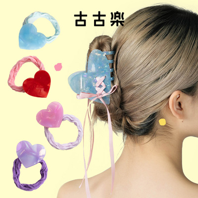 古古楽gugu爱心醋酸头绳抓夹公益款成人发饰发抓原创设计女童编发