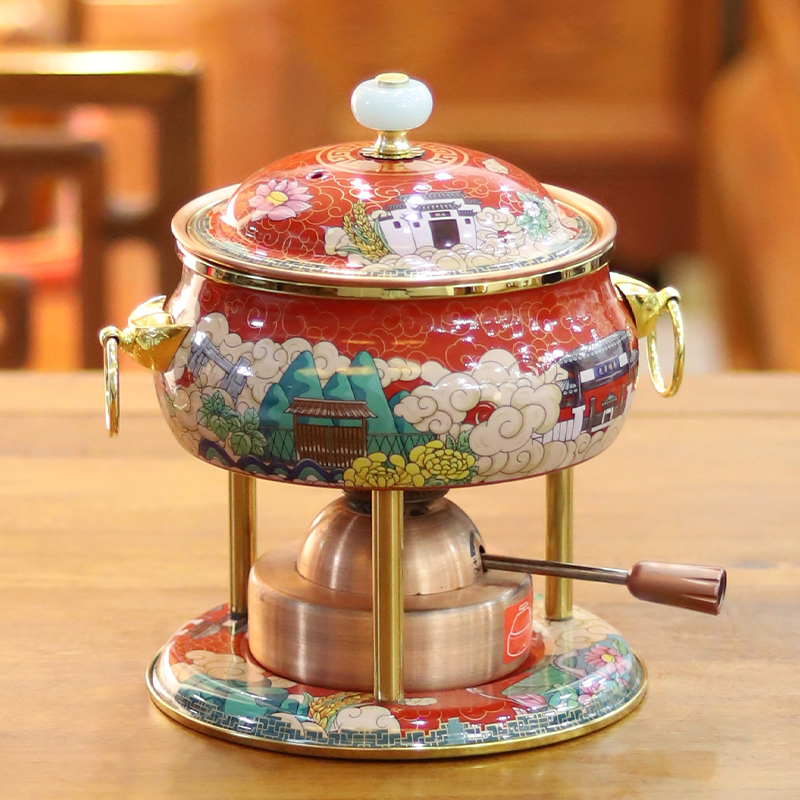 熙亮中式純銅琺瑯彩充氣小火鍋
