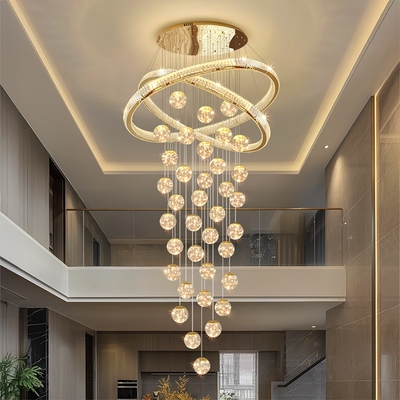 别墅轻奢水晶楼梯吊灯现代