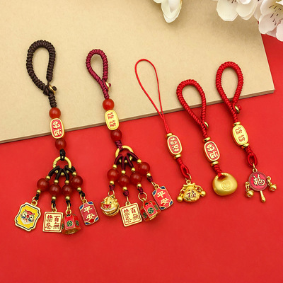 抖音爆款貔貅好运大胖福钥匙扣链本命年红绳防丢设计情侣饰品挂饰