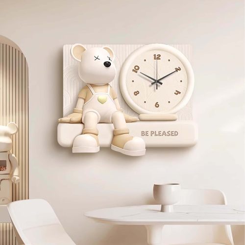 奶油风电表箱装饰画暴力熊