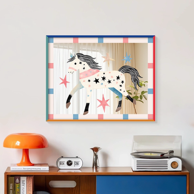 包豪斯镜子画2025新款客厅沙发背景墙马到成功装饰画小众艺术挂