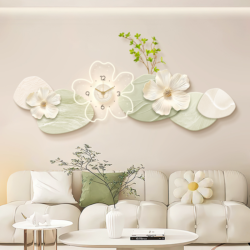 奶油风客厅装饰画花卉肌理