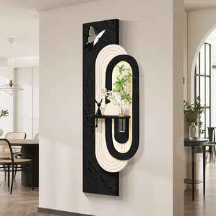 现代简约玄关感应挂画蝴蝶高级感入户走廊装饰画带灯立体砂岩壁画