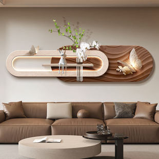意式简约客厅装饰画2026新款现代沙发背景墙挂画大白墙立体壁画灯