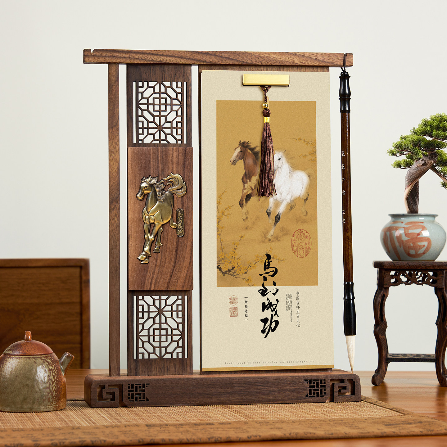 实木台历高端简约办公室桌面摆件大格子工作记事本自律打卡本精美礼盒